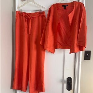 Anne Klein Bold Orange Pants and Jacket Set